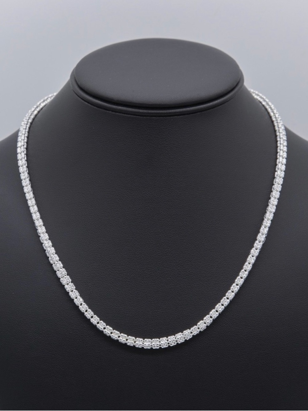 3.1mm 20 inch Diamond-Cut Ice Link Chain Necklace Sterling Silver 925 Italy